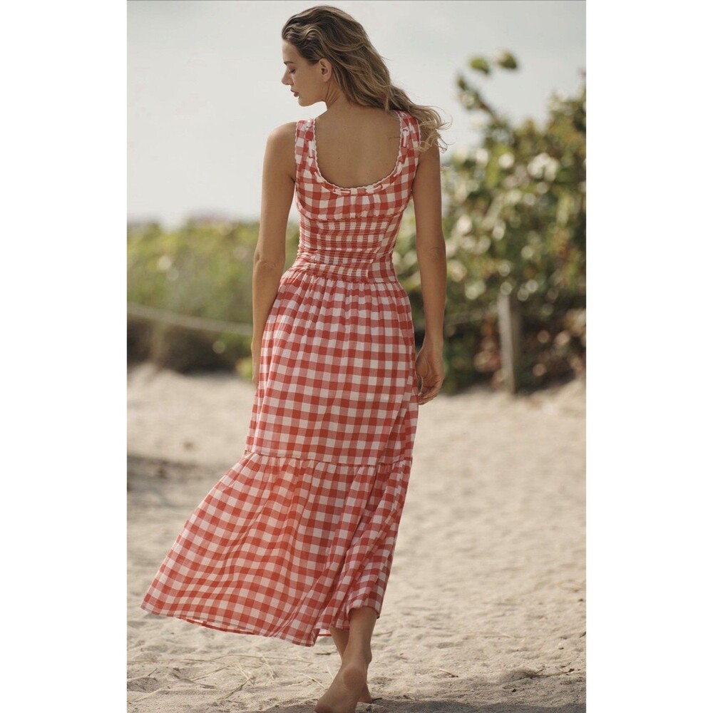 Frankies Bikinis Midi Dress Red Southern Belle Vacay Preppy Resort Size XS NWT - Picture 5 of 10